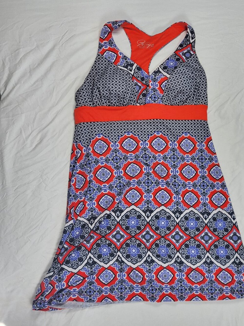 Gerry Dress Women's Large Racerback Padded Bohemian Beach Costal Comfort